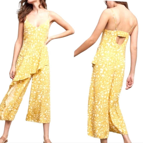 Maeve Women Brittany Cropped Jumpsuit Sz 2 Adj Skinny Straps Wide Leg Open Back - Picture 16 of 16